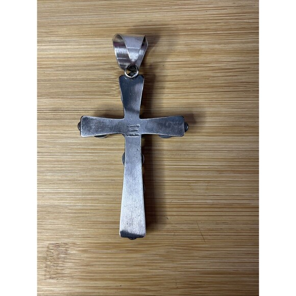 Chimney Butte Native American Sterling Cross Pendant Turquoise Spiney Oyster - Picture 6 of 9